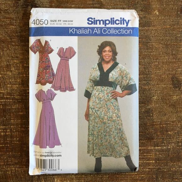Simplicity Sewing Pattern 4050 Womens Khaliah Ali Dress Plus Size 18W-24W UNCUT - Picture 1 of 3